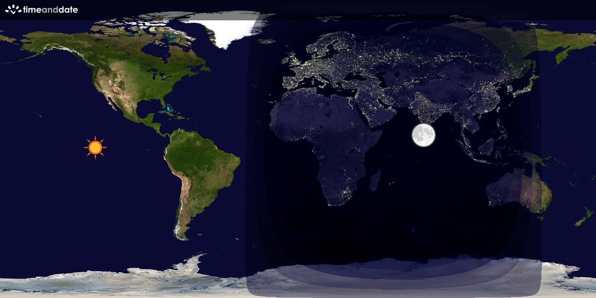 Verdenskart som viser dag og natt 