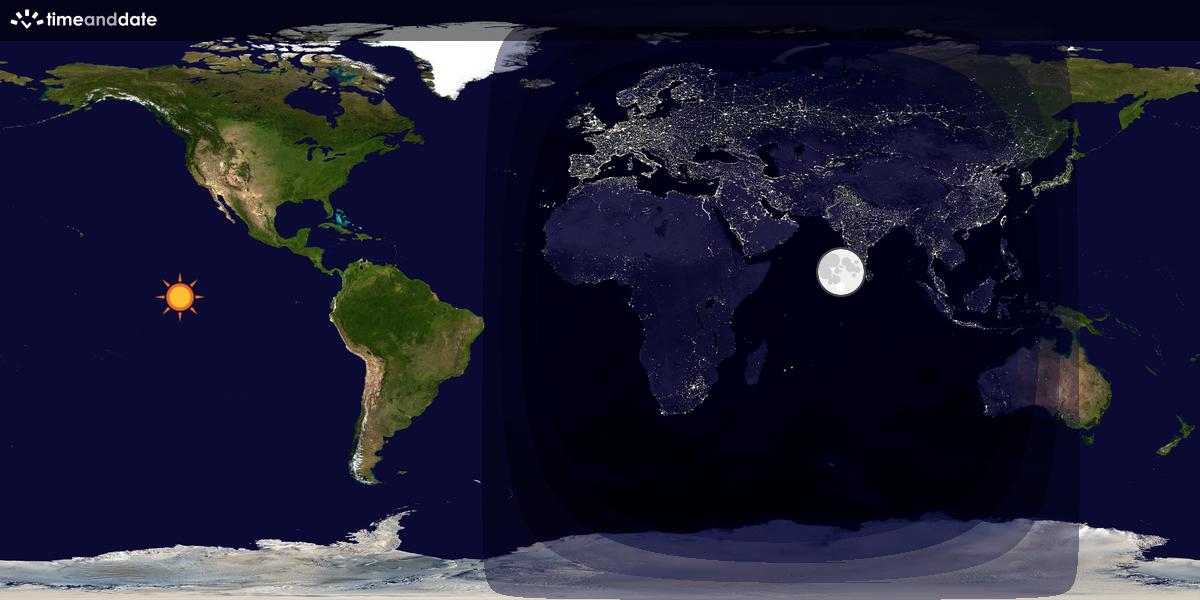 Verdenskart som viser dag og natt 