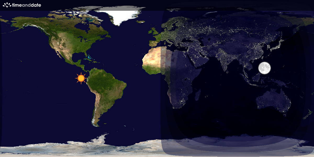 Verdenskart som viser dag og natt 