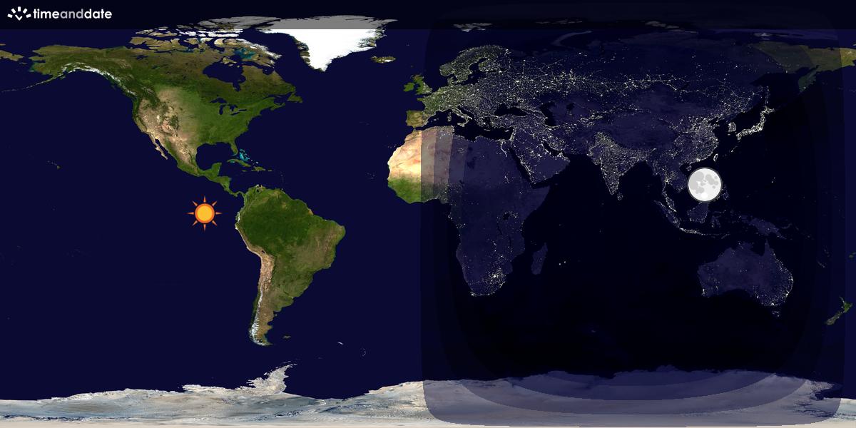 Verdenskart som viser dag og natt 
