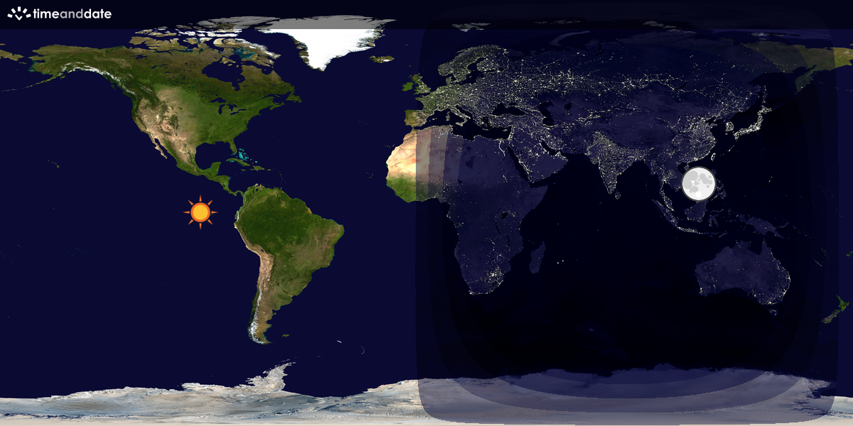 Verdenskart som viser dag og natt 