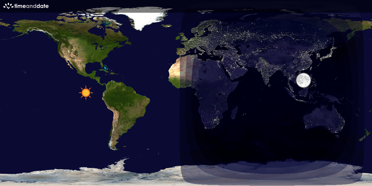 Verdenskart som viser dag og natt 