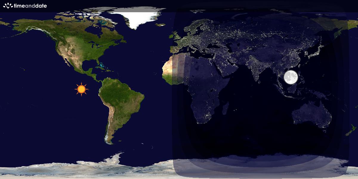 Verdenskart som viser dag og natt 
