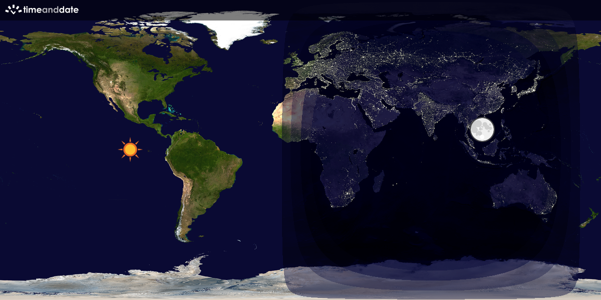 Verdenskart som viser dag og natt 