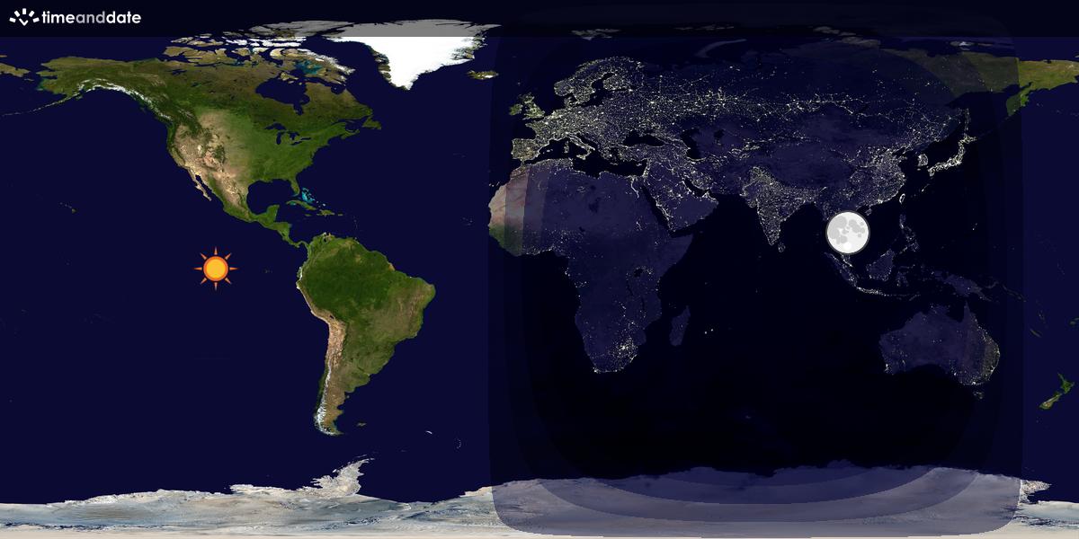 Verdenskart som viser dag og natt 