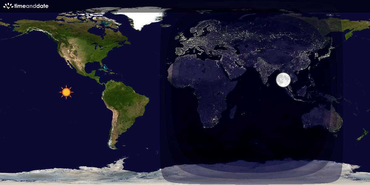 Verdenskart som viser dag og natt 