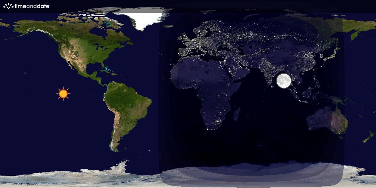 Verdenskart som viser dag og natt 