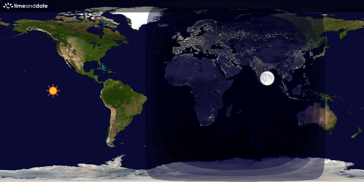 Verdenskart som viser dag og natt 