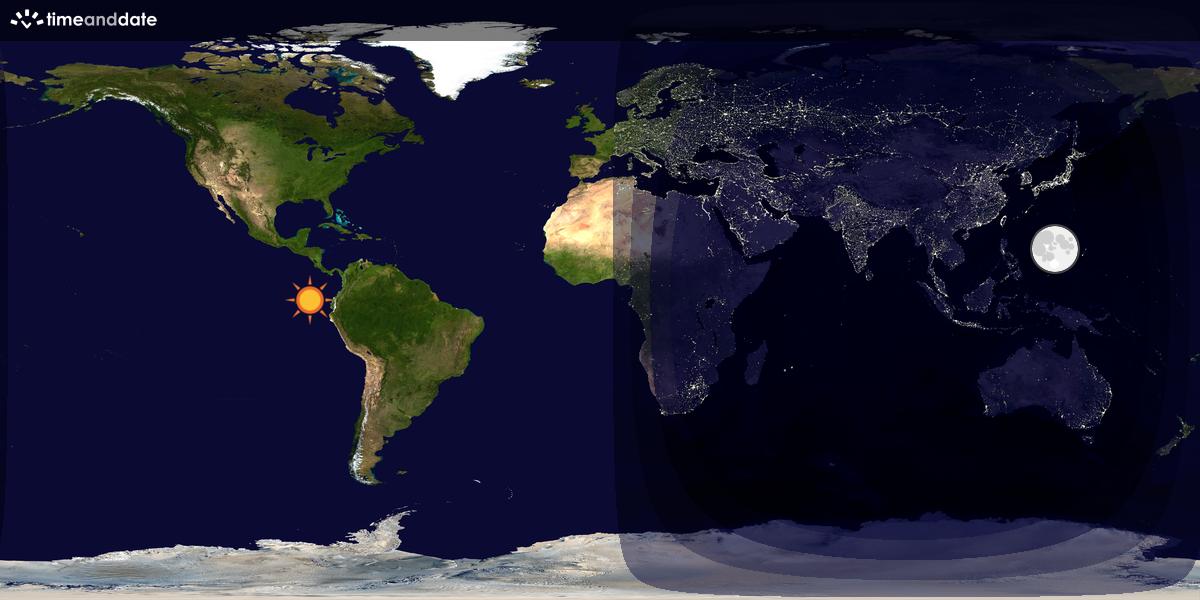 Verdenskart som viser dag og natt 