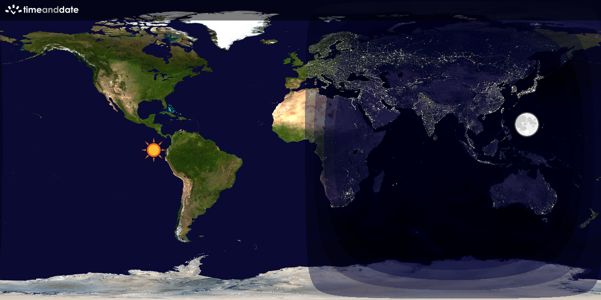 Verdenskart som viser dag og natt 