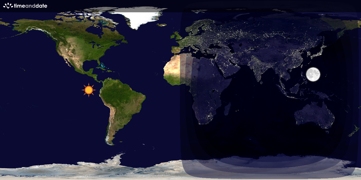 Verdenskart som viser dag og natt 