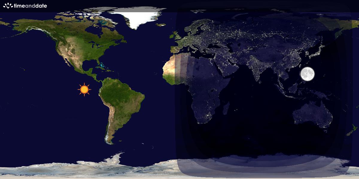 Verdenskart som viser dag og natt 