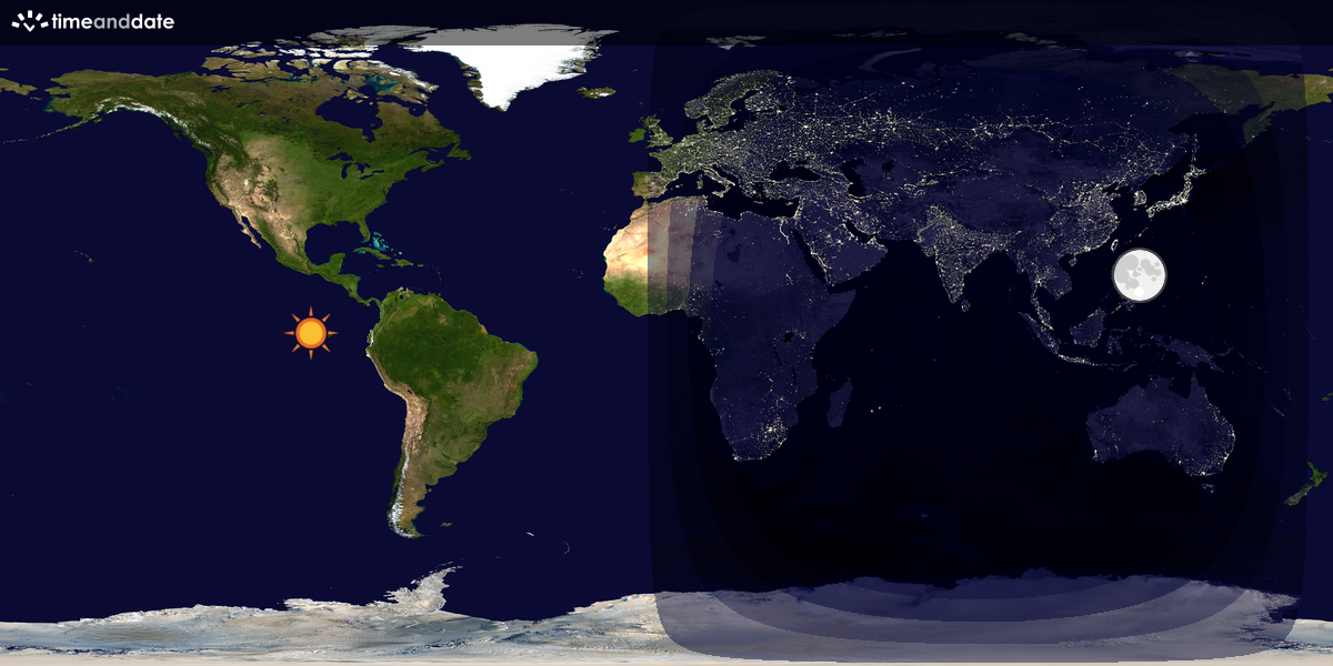 Verdenskart som viser dag og natt 