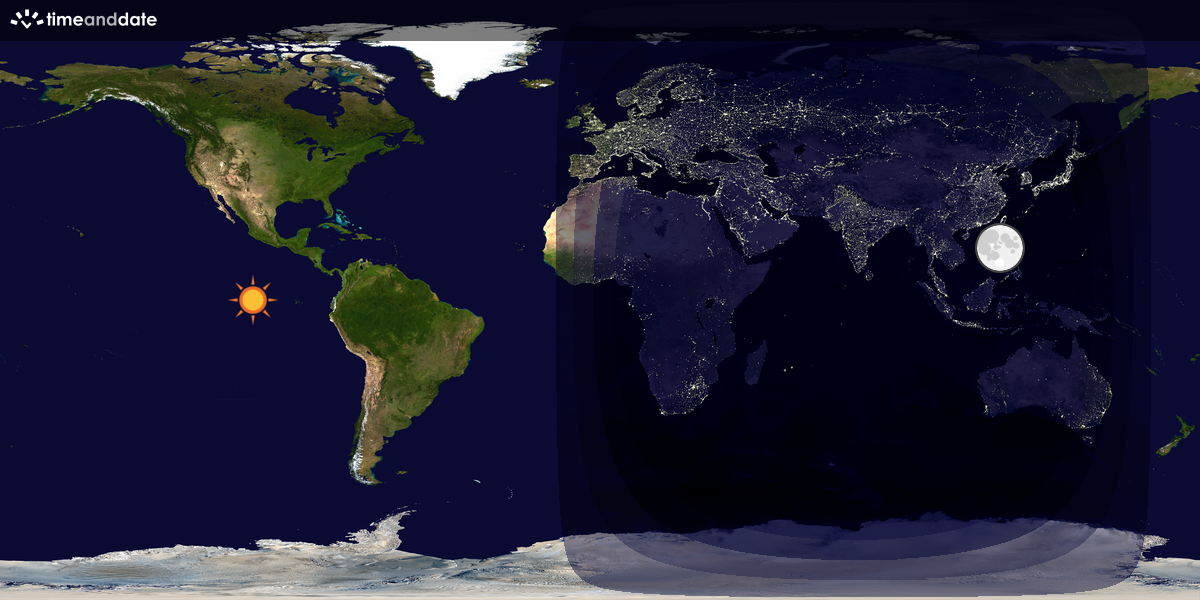 Verdenskart som viser dag og natt 