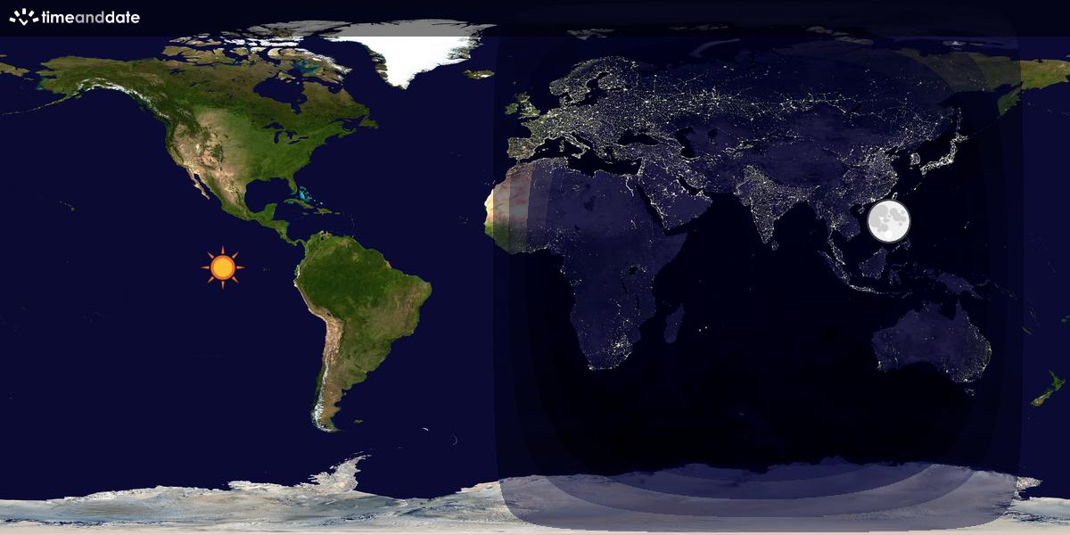 Verdenskart som viser dag og natt 