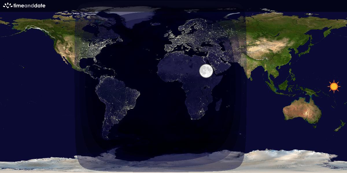 Verdenskart som viser dag og natt 
