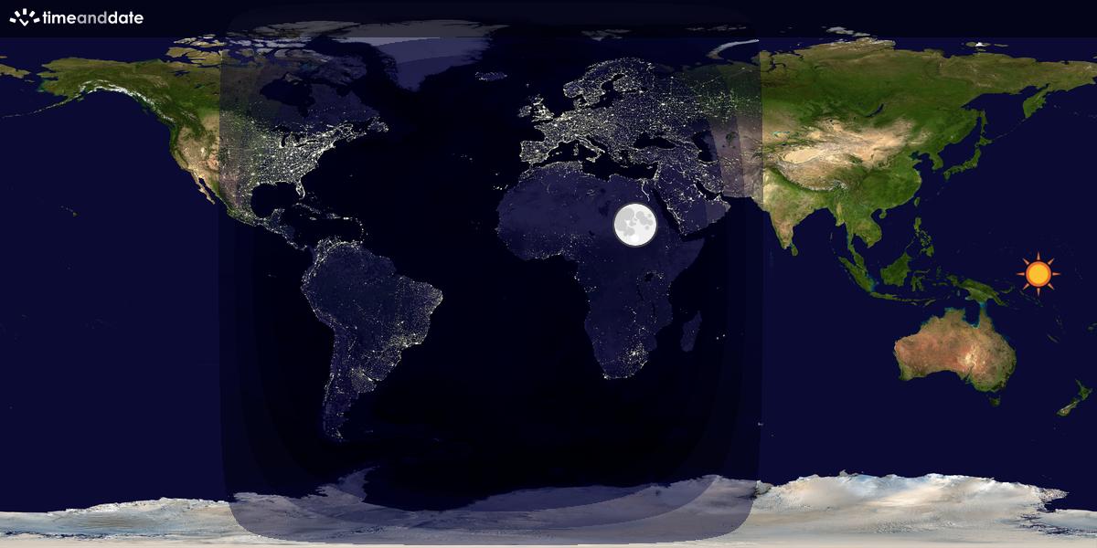 Verdenskart som viser dag og natt 