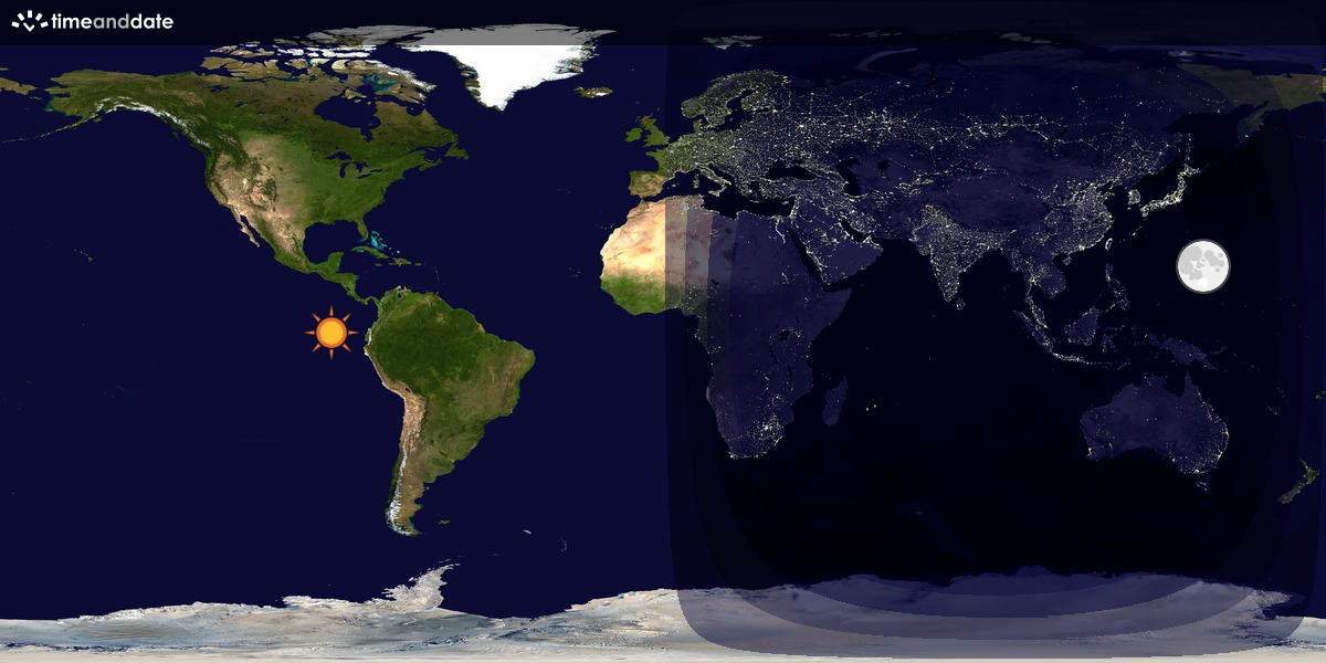 Verdenskart som viser dag og natt 