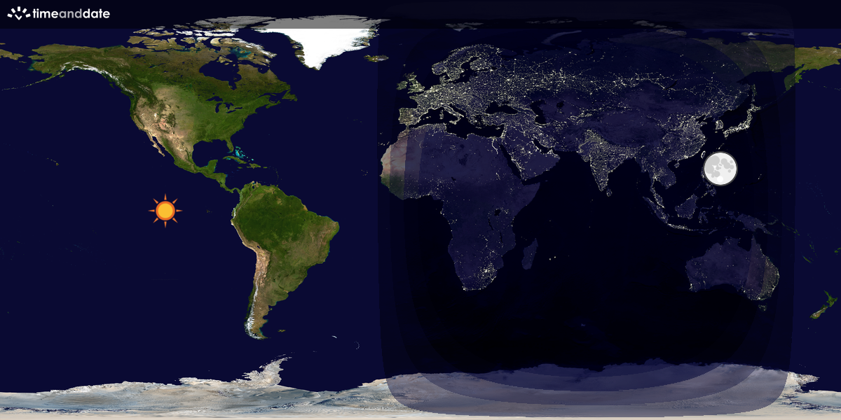 Verdenskart som viser dag og natt 