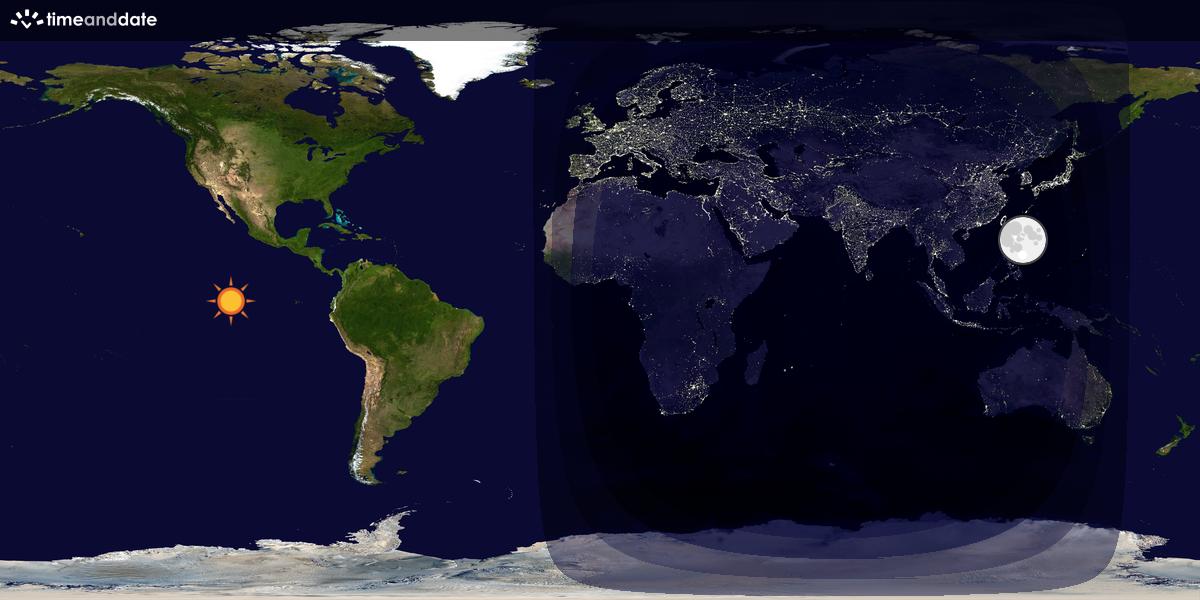 Verdenskart som viser dag og natt 