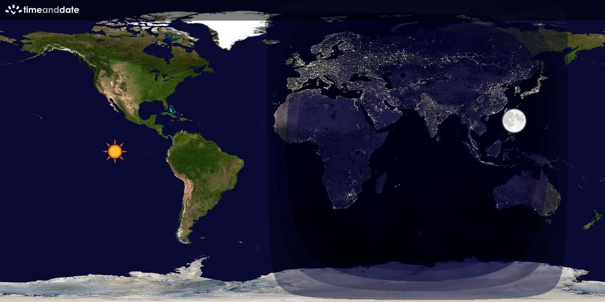 Verdenskart som viser dag og natt 