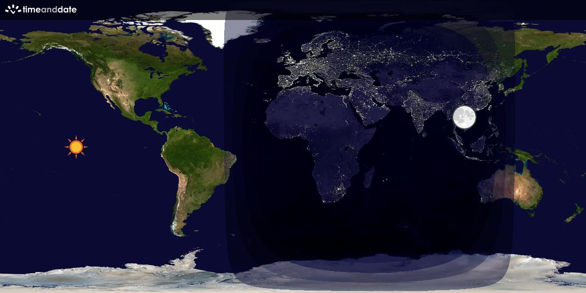 Verdenskart som viser dag og natt 