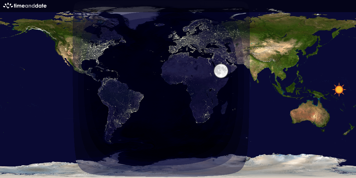 Verdenskart som viser dag og natt 