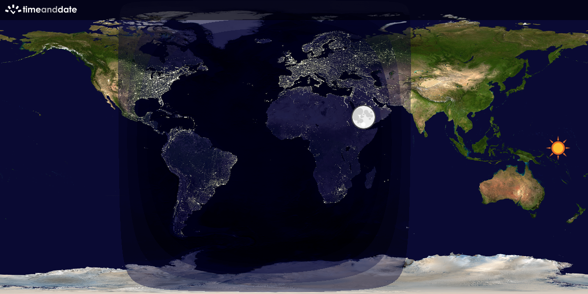 Verdenskart som viser dag og natt 