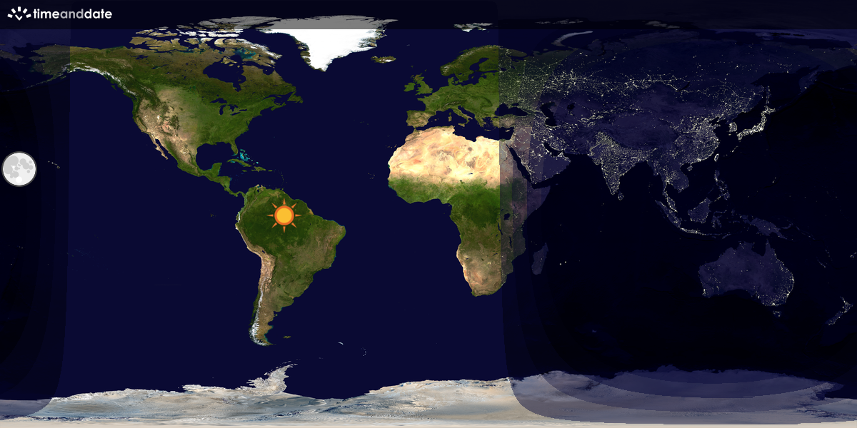 Verdenskart som viser dag og natt 