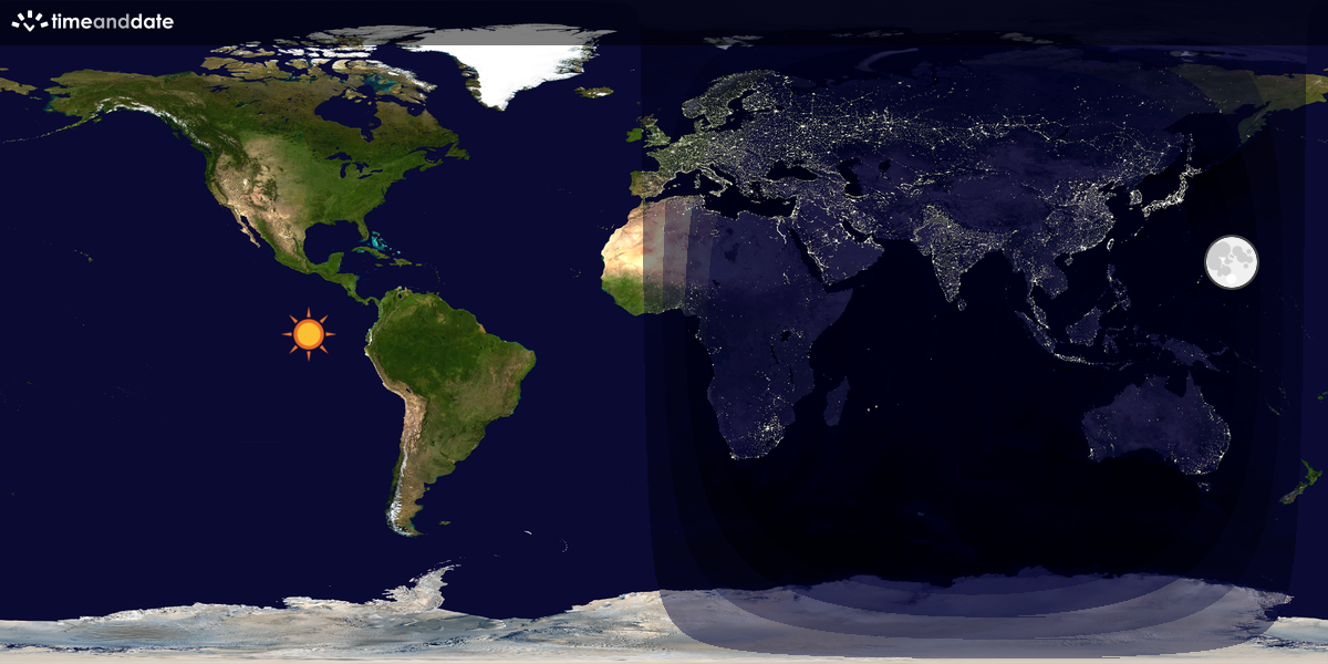 Verdenskart som viser dag og natt 