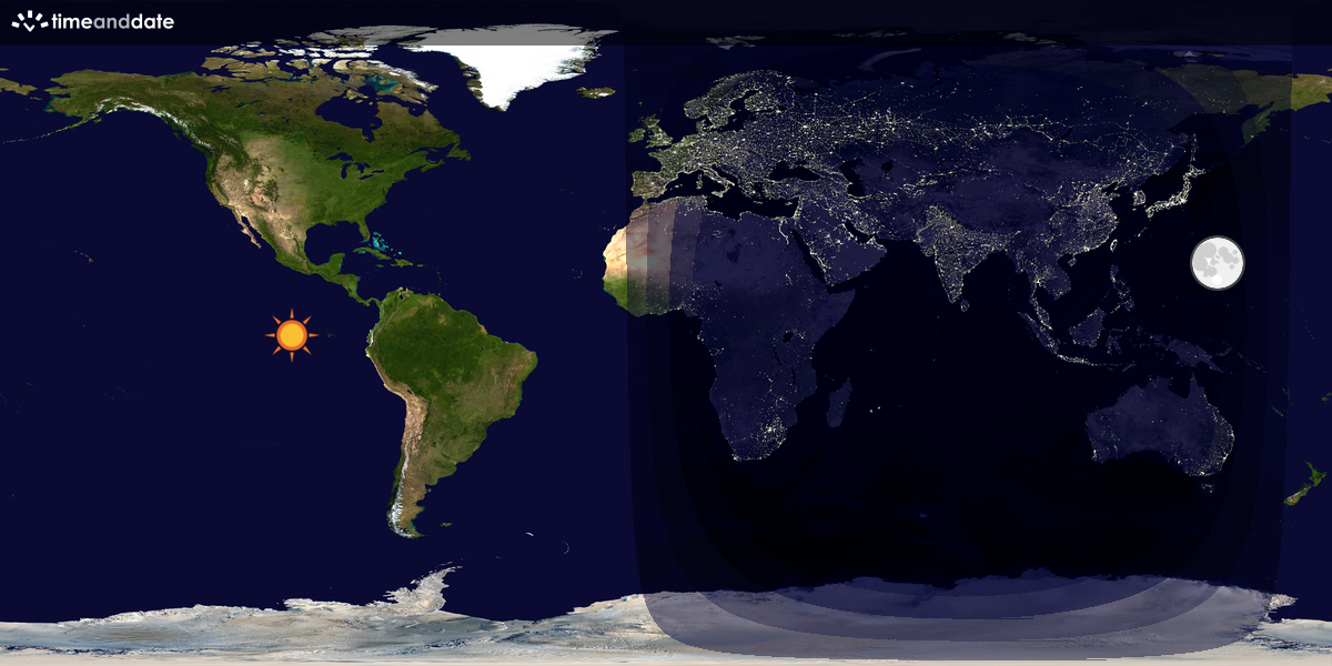 Verdenskart som viser dag og natt 