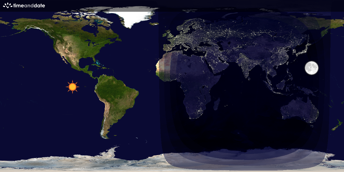 Verdenskart som viser dag og natt 