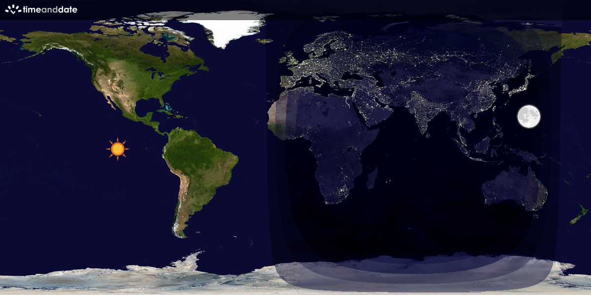 Verdenskart som viser dag og natt 