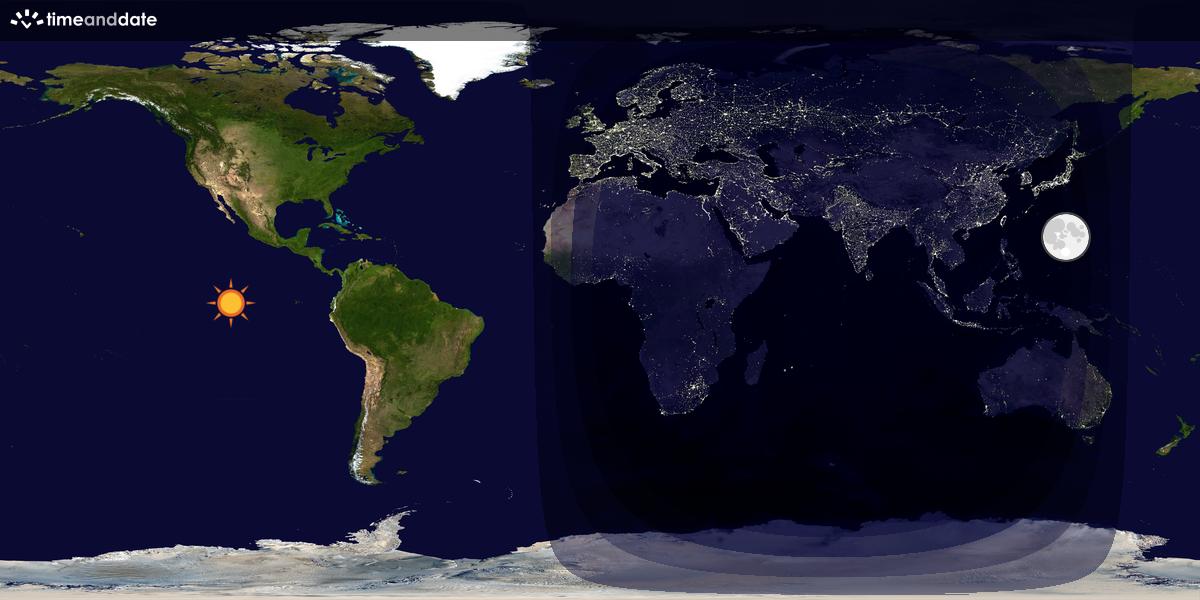 Verdenskart som viser dag og natt 