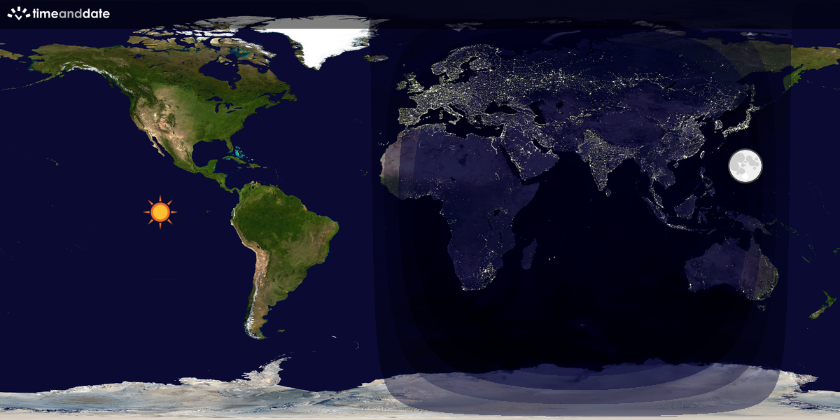 Verdenskart som viser dag og natt 