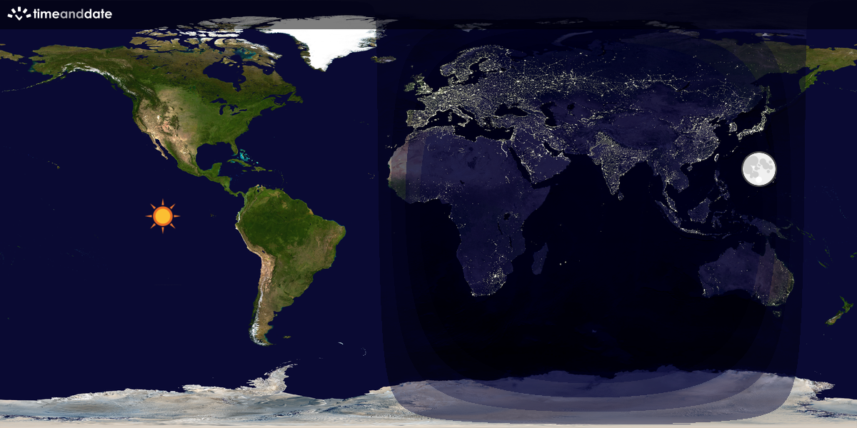 Verdenskart som viser dag og natt 