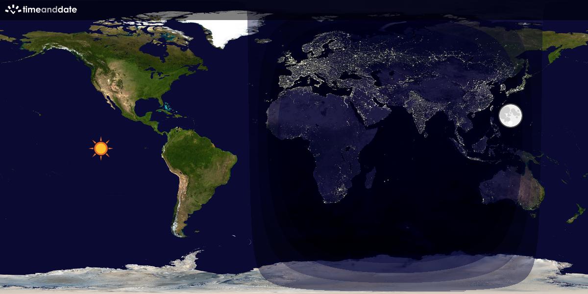 Verdenskart som viser dag og natt 