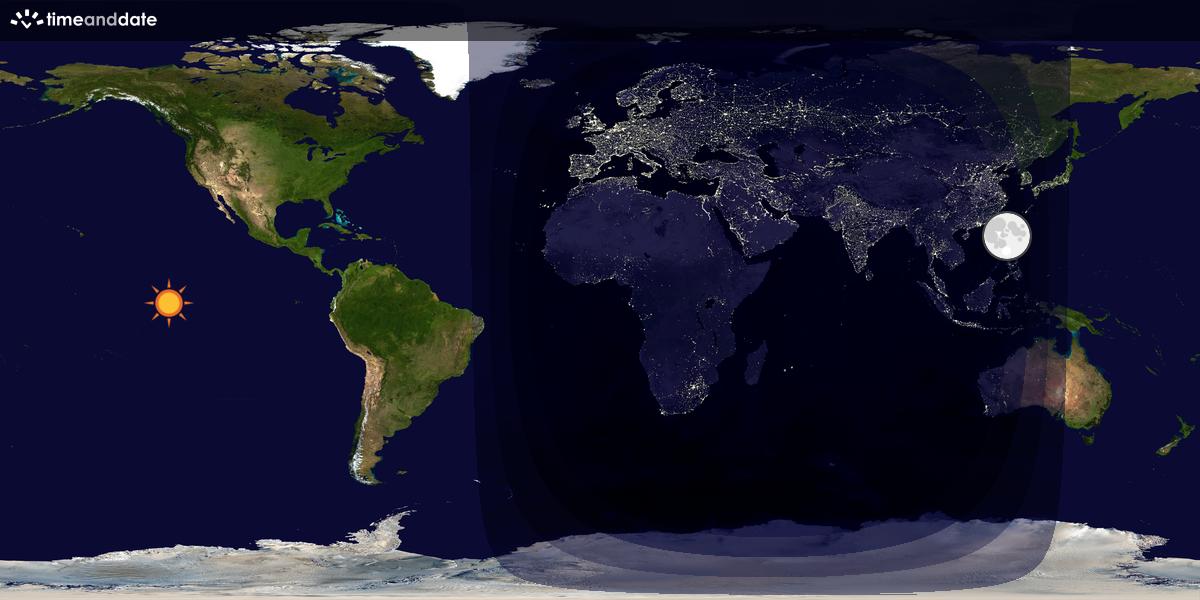 Verdenskart som viser dag og natt 