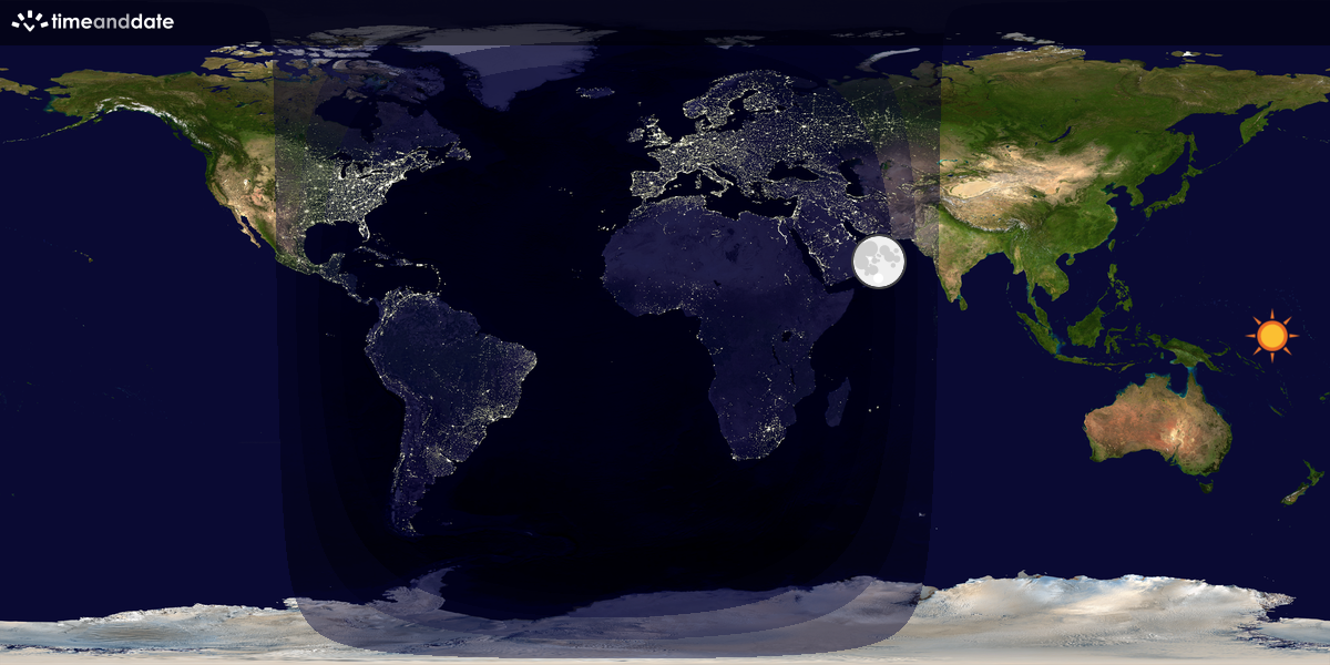 Verdenskart som viser dag og natt 