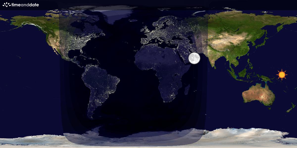 Verdenskart som viser dag og natt 