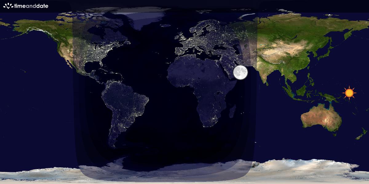 Verdenskart som viser dag og natt 