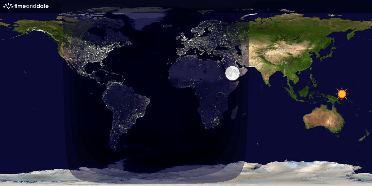 Verdenskart som viser dag og natt 