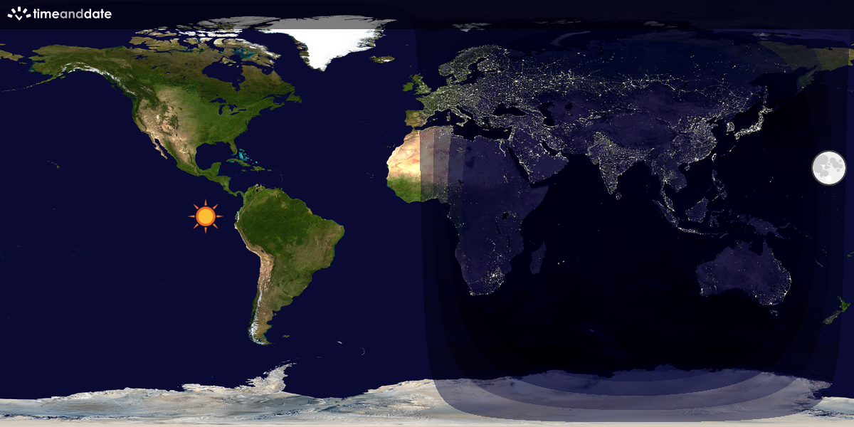 Verdenskart som viser dag og natt 