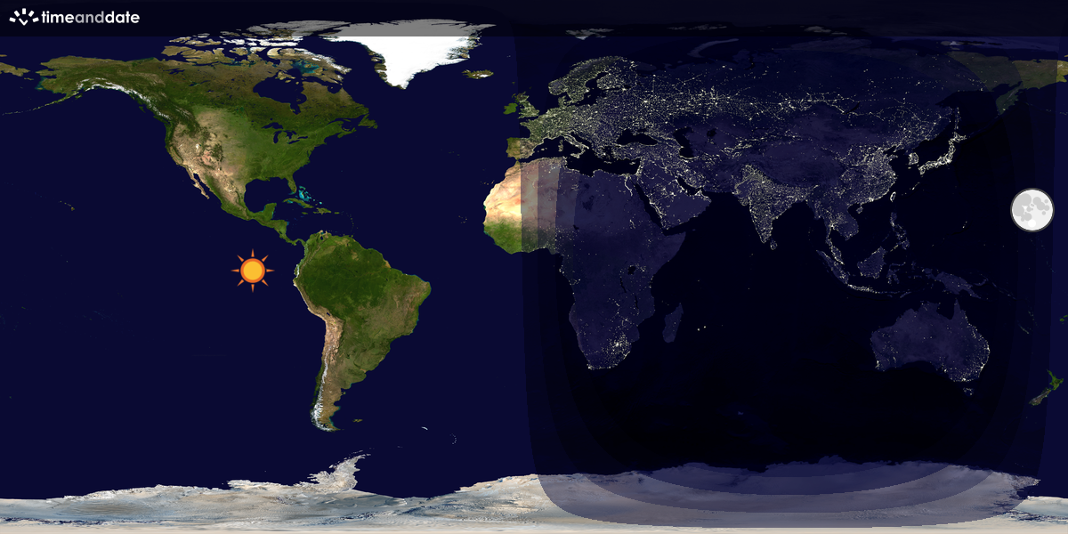 Verdenskart som viser dag og natt 
