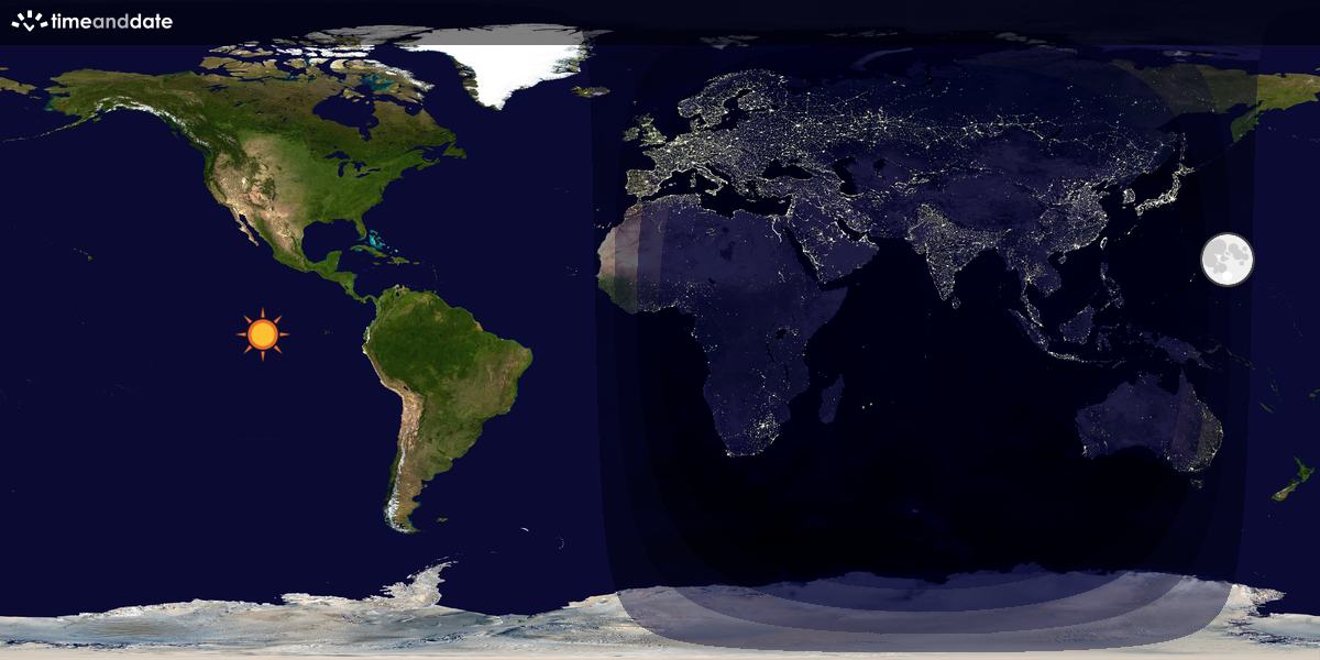 Verdenskart som viser dag og natt 