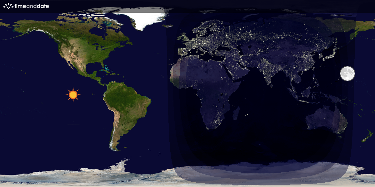 Verdenskart som viser dag og natt 