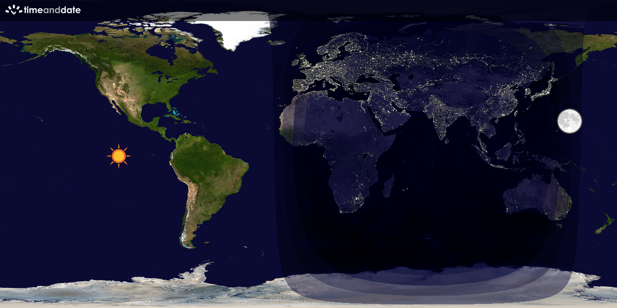 Verdenskart som viser dag og natt 