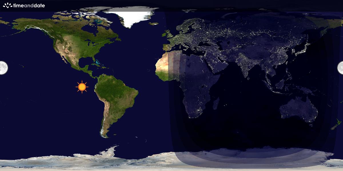 Verdenskart som viser dag og natt 