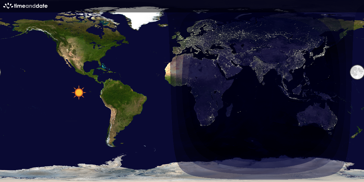 Verdenskart som viser dag og natt 