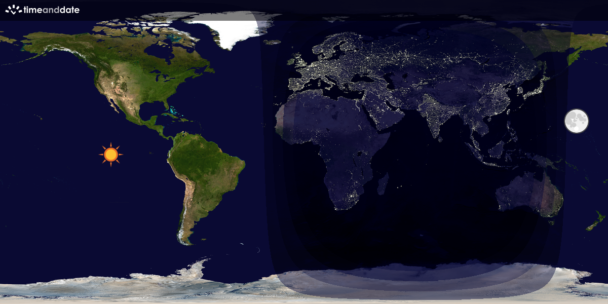 Verdenskart som viser dag og natt 